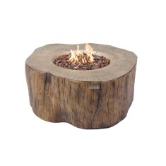 Loungetisch mit Gas Feuerstelle Elementi Manchester in Rotholz- Optik