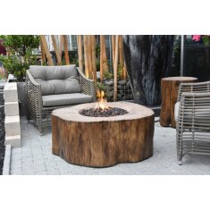 Loungetisch mit Gas Feuerstelle Elementi Manchester in Rotholz- Optik