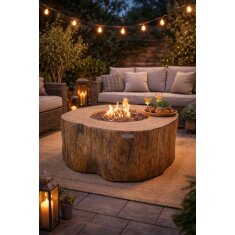 Loungetisch mit Gas Feuerstelle Elementi Manchester in Rotholz- Optik