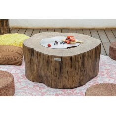 Loungetisch mit Gas Feuerstelle Elementi Manchester in Rotholz- Optik