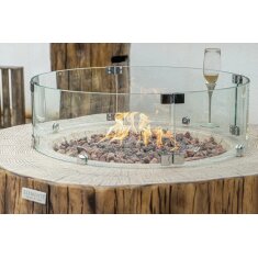 Loungetisch mit Gas Feuerstelle Elementi Manchester in Rotholz- Optik