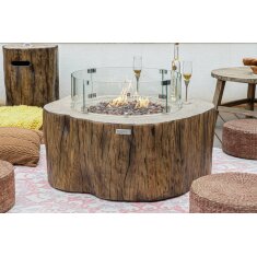 Loungetisch mit Gas Feuerstelle Elementi Manchester in Rotholz- Optik