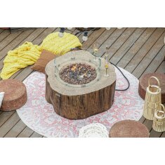 Loungetisch mit Gas Feuerstelle Elementi Manchester in Rotholz- Optik