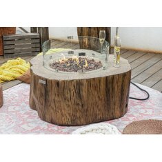 Loungetisch mit Gas Feuerstelle Elementi Manchester in Rotholz- Optik