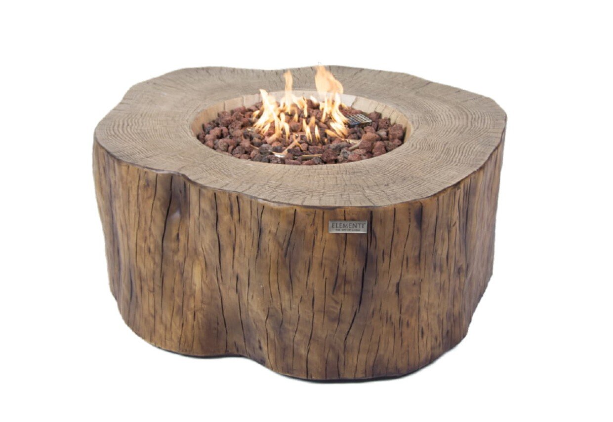 Loungetisch mit Gas Feuerstelle Elementi Manchester in Rotholz- Optik