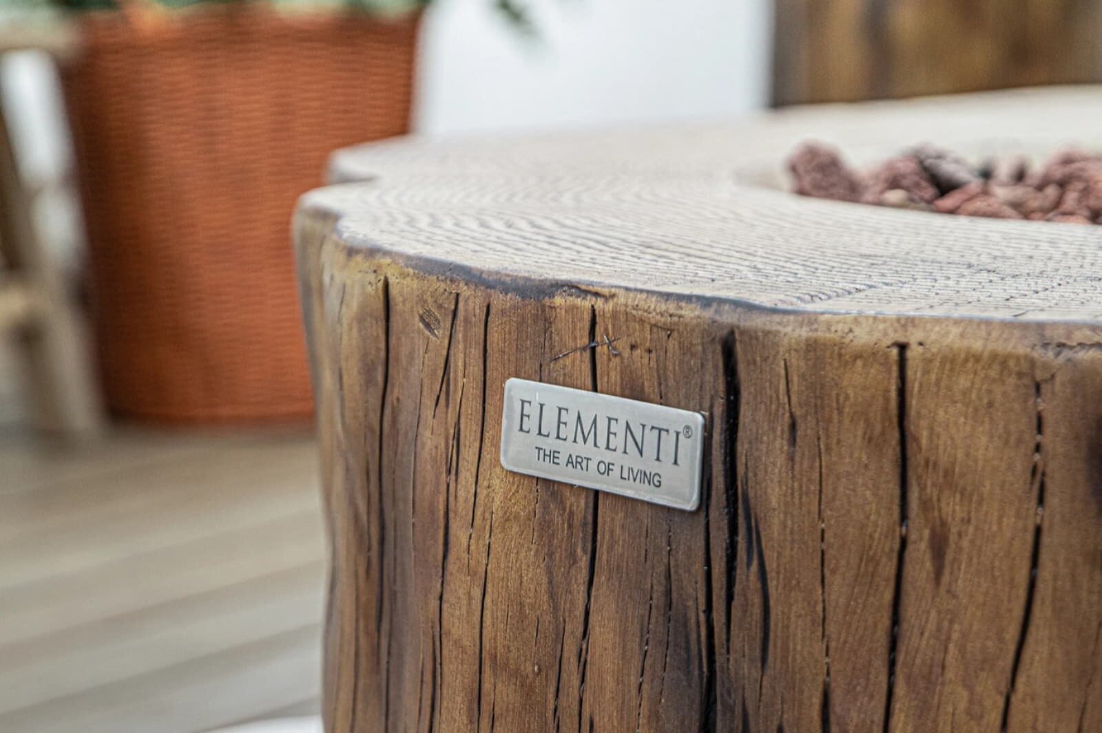 Loungetisch mit Gas Feuerstelle Elementi Manchester in Rotholz- Optik