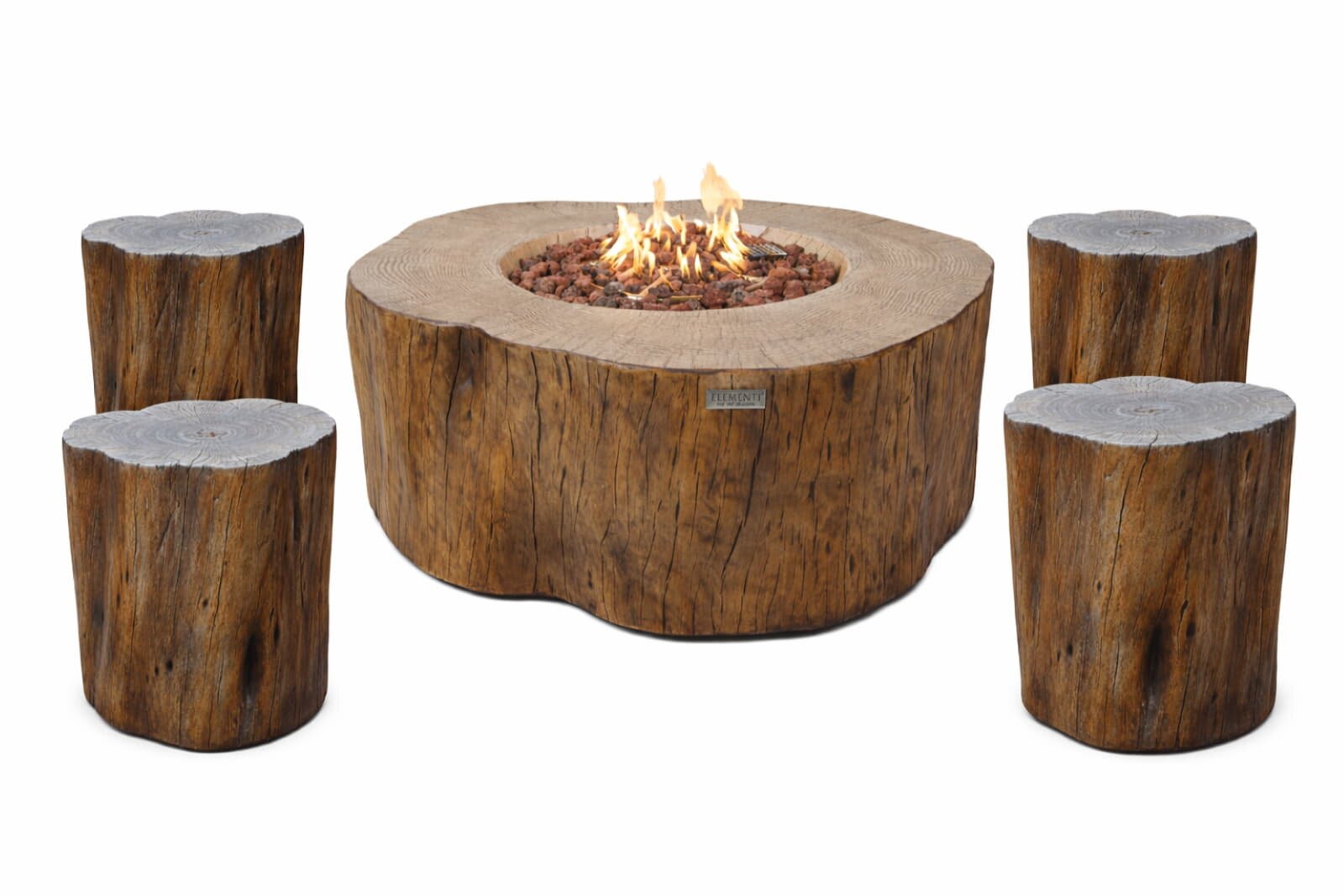 Loungetisch mit Gas Feuerstelle Elementi Manchester in Rotholz- Optik