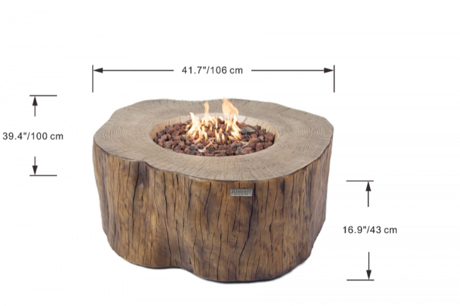 Loungetisch mit Gas Feuerstelle Elementi Manchester in Rotholz- Optik