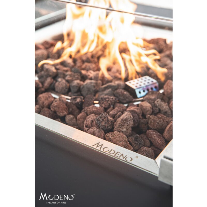 Gas- Feuerstelle Modeno Aurora aus Faserbeton, Schwarz