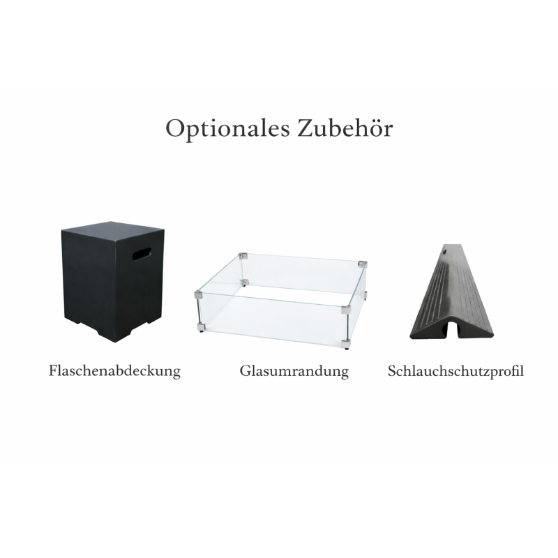 Gas- Feuerstelle Modeno Aurora aus Faserbeton, Schwarz