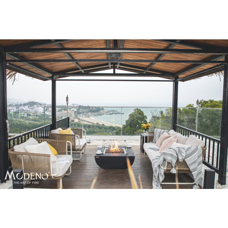 Gas- Feuerstelle Modeno Aurora aus Faserbeton, Schwarz