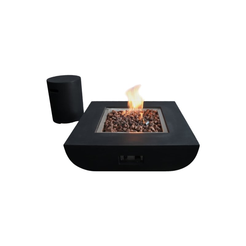 Gas- Feuerstelle Modeno Aurora aus Faserbeton, Schwarz