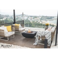 Gas- Feuerstelle Modeno Aurora aus Faserbeton, Schwarz