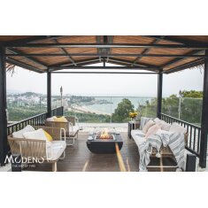 Gas- Feuerstelle Modeno Aurora aus Faserbeton, Schwarz