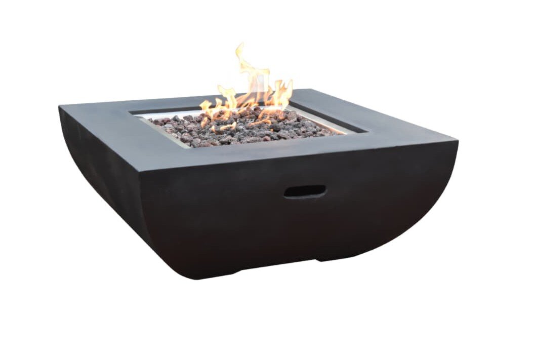 Gas- Feuerstelle Modeno Aurora aus Faserbeton, Schwarz