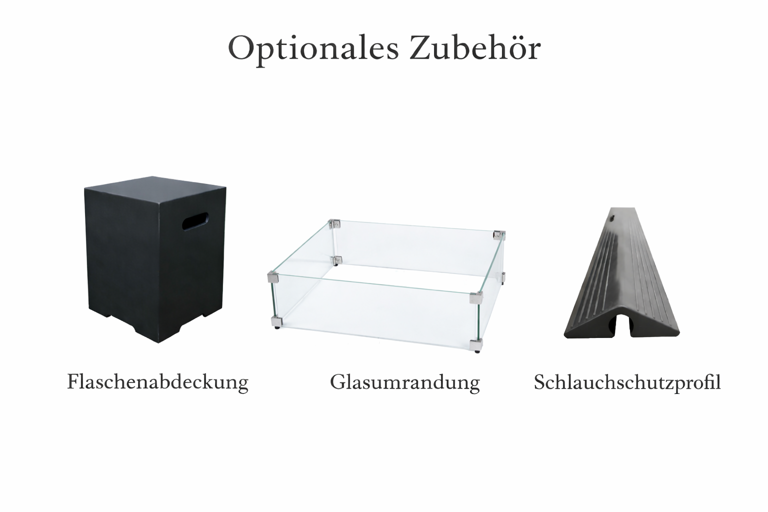 Gas- Feuerstelle Modeno Aurora aus Faserbeton, Schwarz