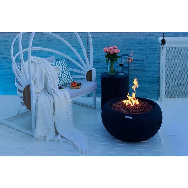 Gas- Feuerstelle Modeno York aus Faserbeton, Schwarz