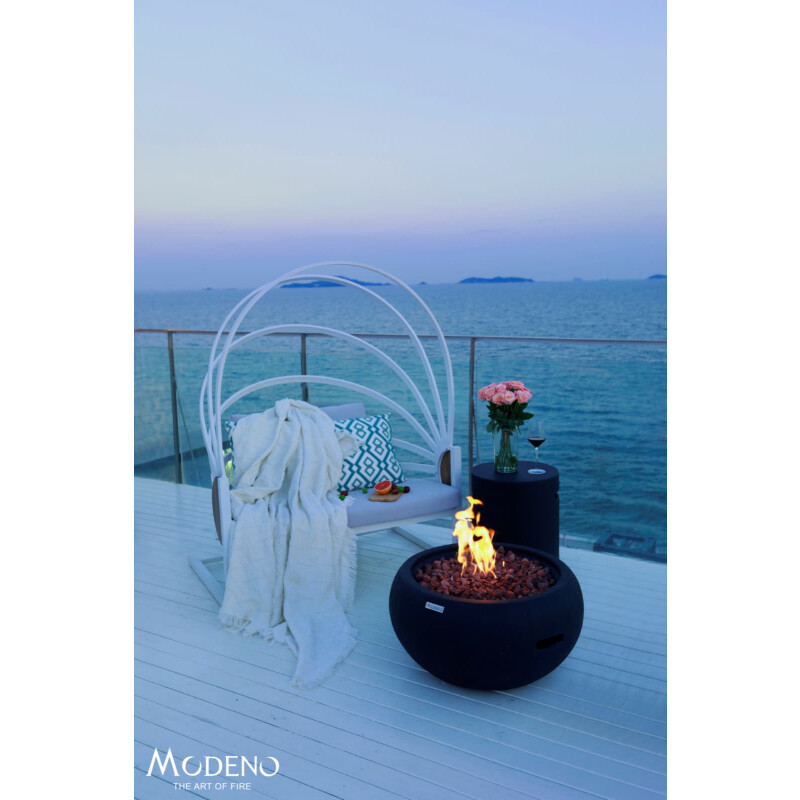 Gas- Feuerstelle Modeno York aus Faserbeton, Schwarz