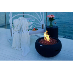 Gas- Feuerstelle Modeno York aus Faserbeton, Schwarz