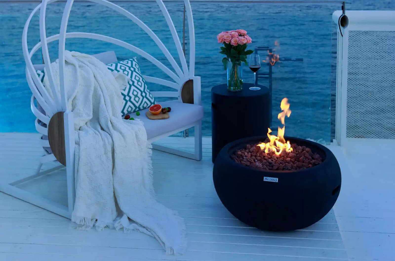 Gas- Feuerstelle Modeno York aus Faserbeton, Schwarz