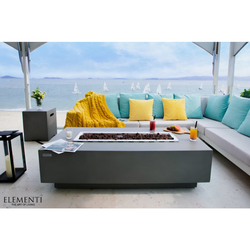 Loungetisch mit Gas Feuerstelle Elementi Granville, Hellgrau