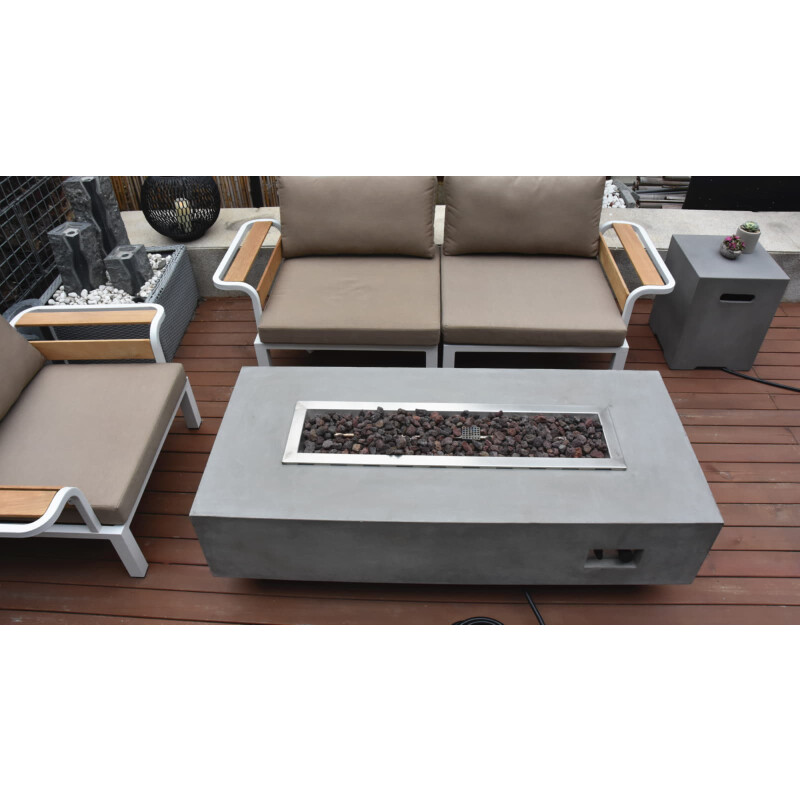 Loungetisch mit Gas Feuerstelle Elementi Granville, Hellgrau