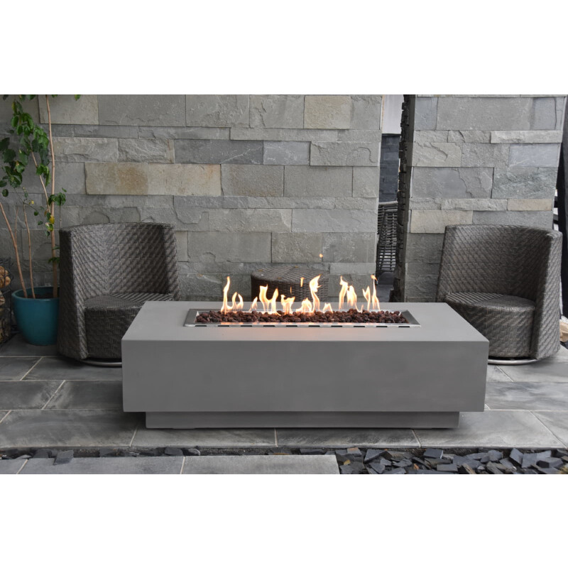 Loungetisch mit Gas Feuerstelle Elementi Granville, Hellgrau