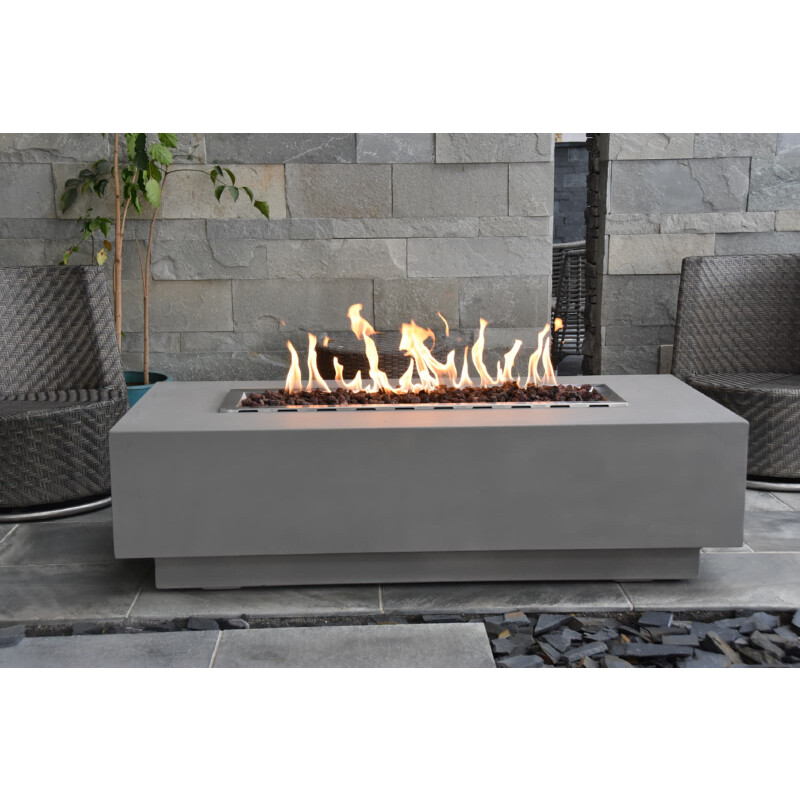 Loungetisch mit Gas Feuerstelle Elementi Granville, Hellgrau