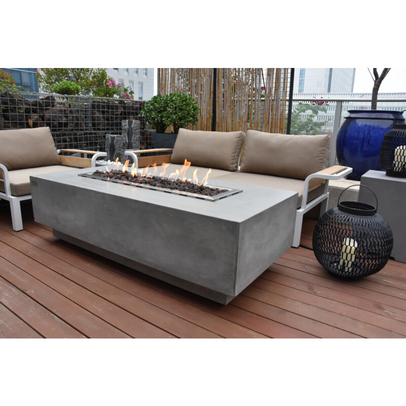 Loungetisch mit Gas Feuerstelle Elementi Granville, Hellgrau