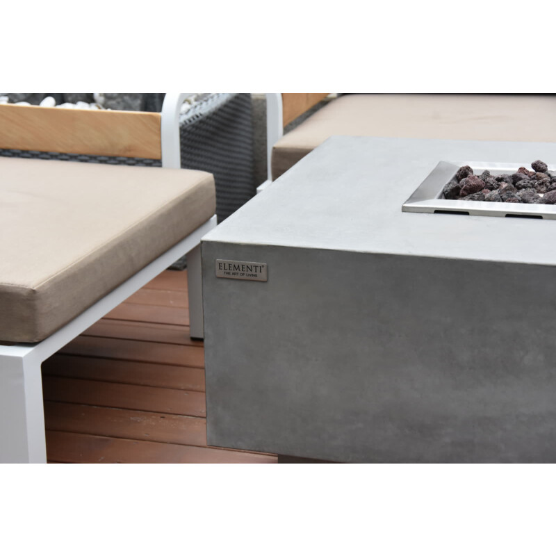 Loungetisch mit Gas Feuerstelle Elementi Granville, Hellgrau