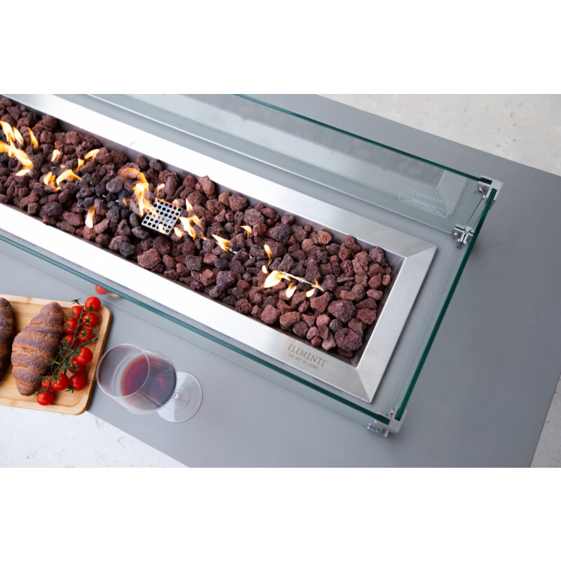 Loungetisch mit Gas Feuerstelle Elementi Granville, Hellgrau