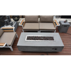 Loungetisch mit Gas Feuerstelle Elementi Granville, Hellgrau