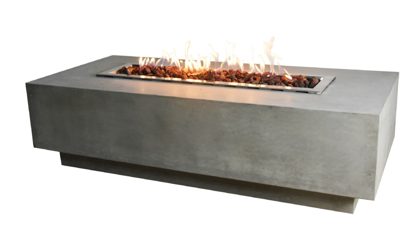 Loungetisch mit Gas Feuerstelle Elementi Granville, Hellgrau
