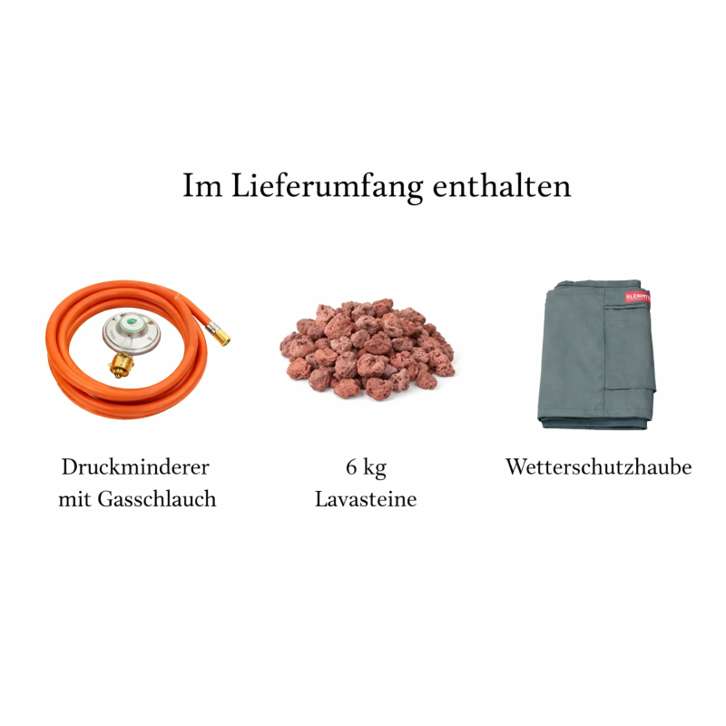 Loungetisch mit Gas Feuerstelle Elementi Granville, Dunkelgrau