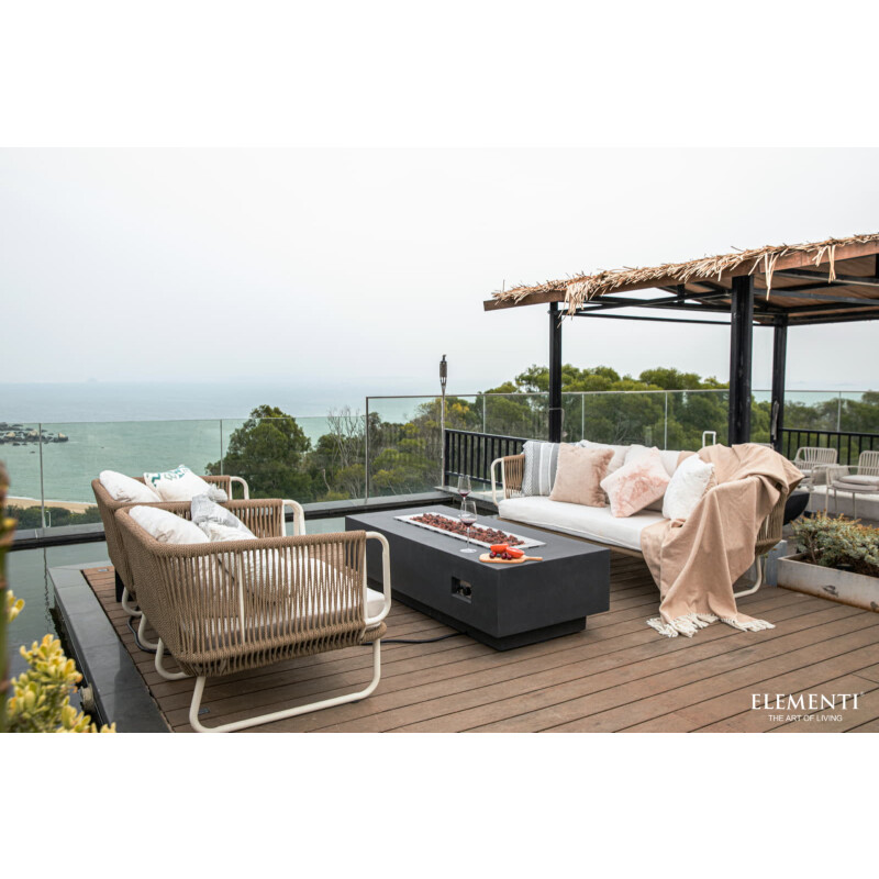 Loungetisch mit Gas Feuerstelle Elementi Granville, Dunkelgrau