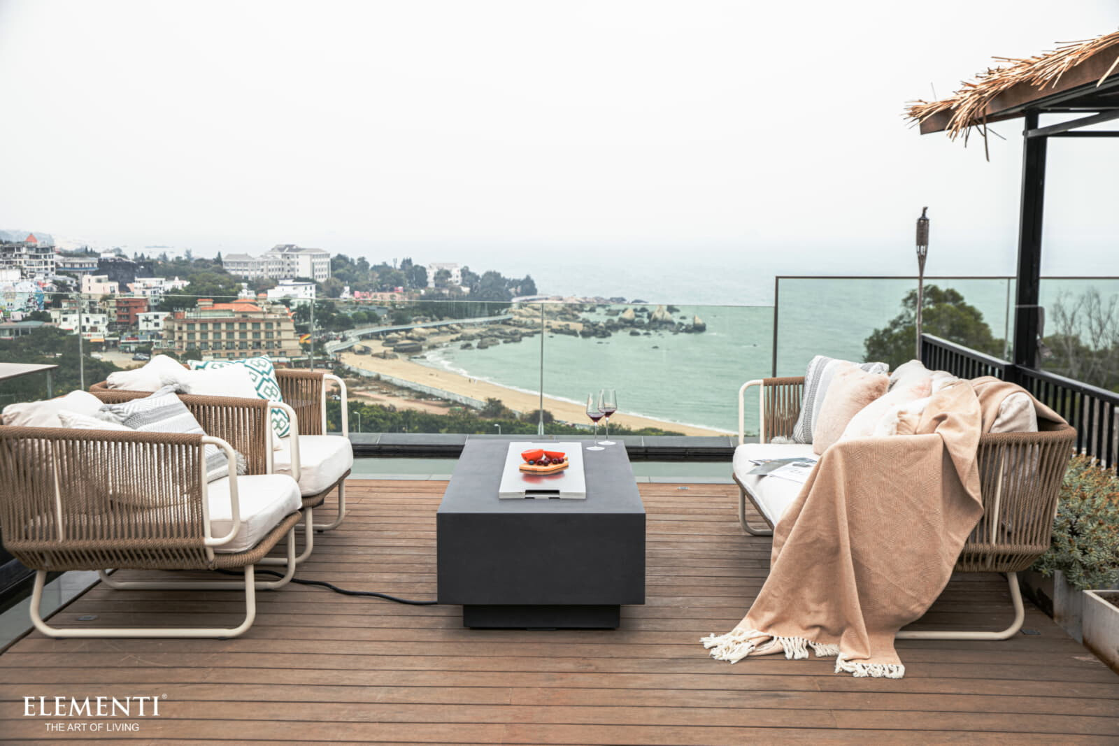 Loungetisch mit Gas Feuerstelle Elementi Granville, Dunkelgrau