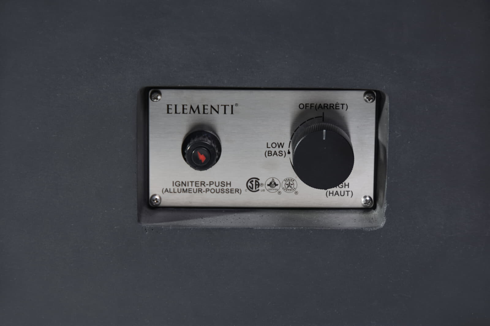 Loungetisch mit Gas Feuerstelle Elementi Granville, Dunkelgrau