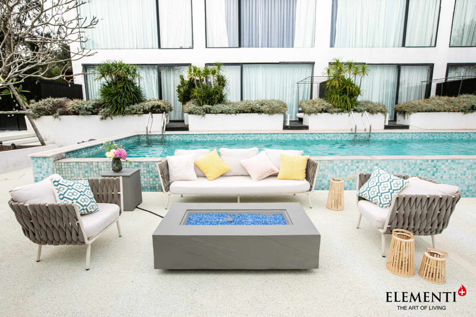 Loungetisch mit Gas Feuerstelle Elementi+ Meteora, Spacegrau