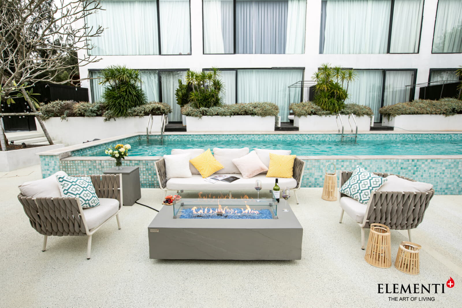 Loungetisch mit Gas Feuerstelle Elementi+ Meteora, Spacegrau