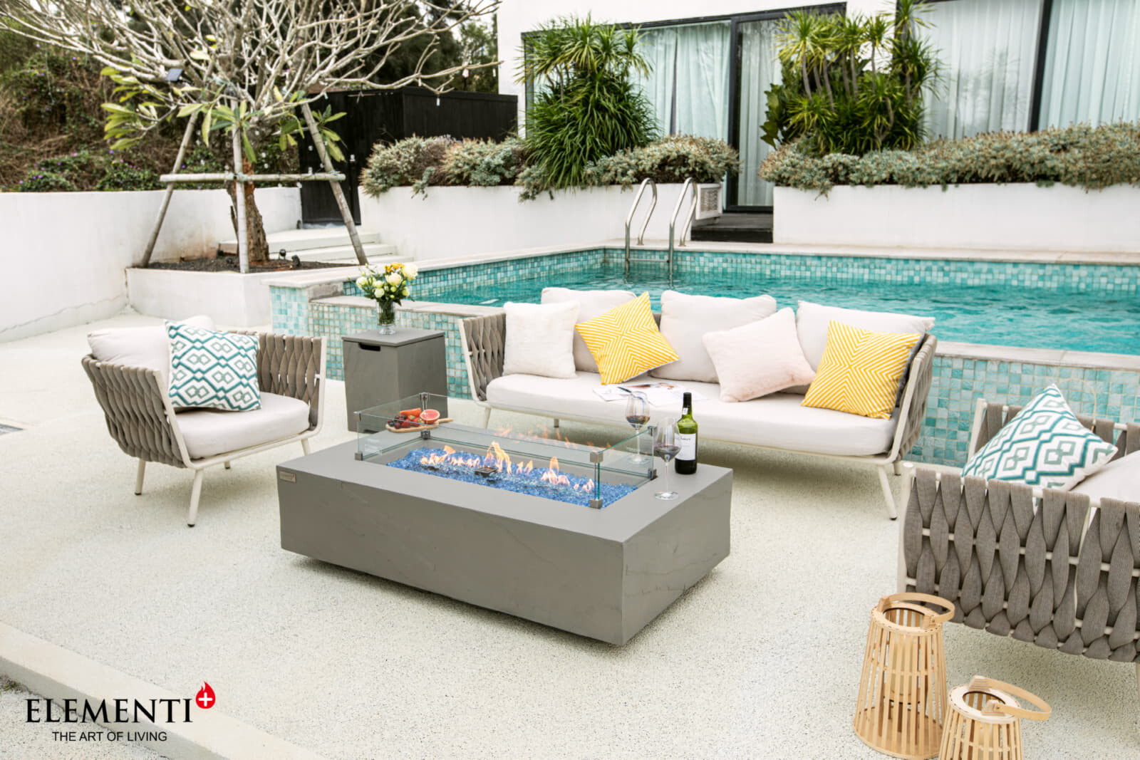Loungetisch mit Gas Feuerstelle Elementi+ Meteora, Spacegrau