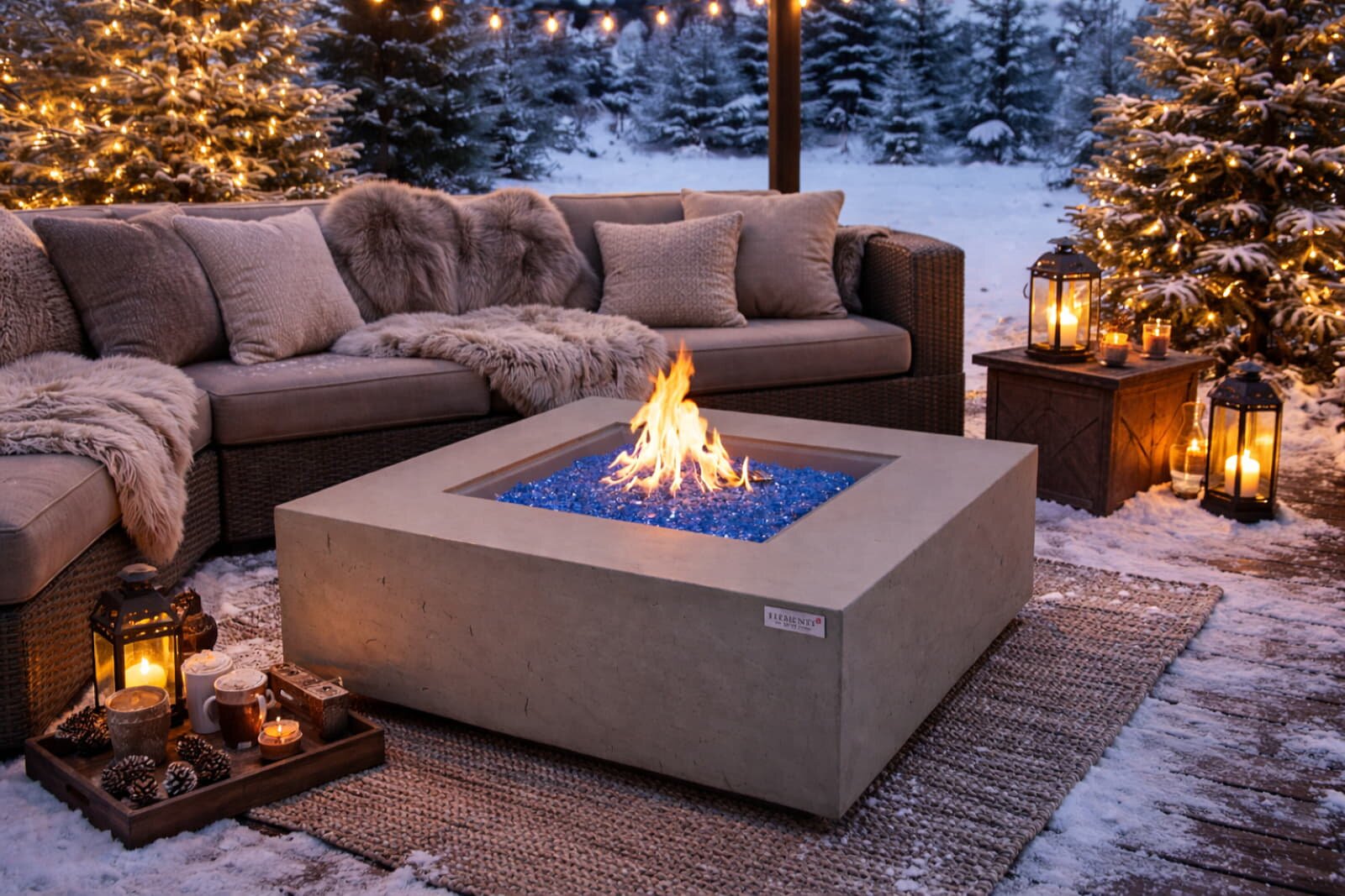 Loungetisch mit Gas Feuerstelle Elementi+ Capertee, Spacegrau