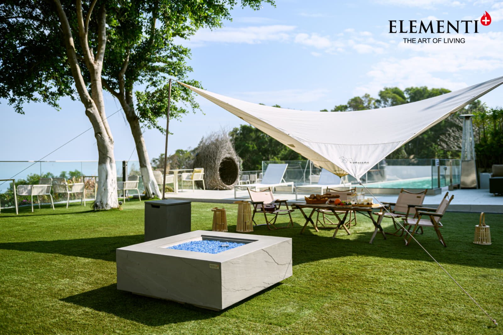 Loungetisch mit Gas Feuerstelle Elementi+ Capertee, Spacegrau