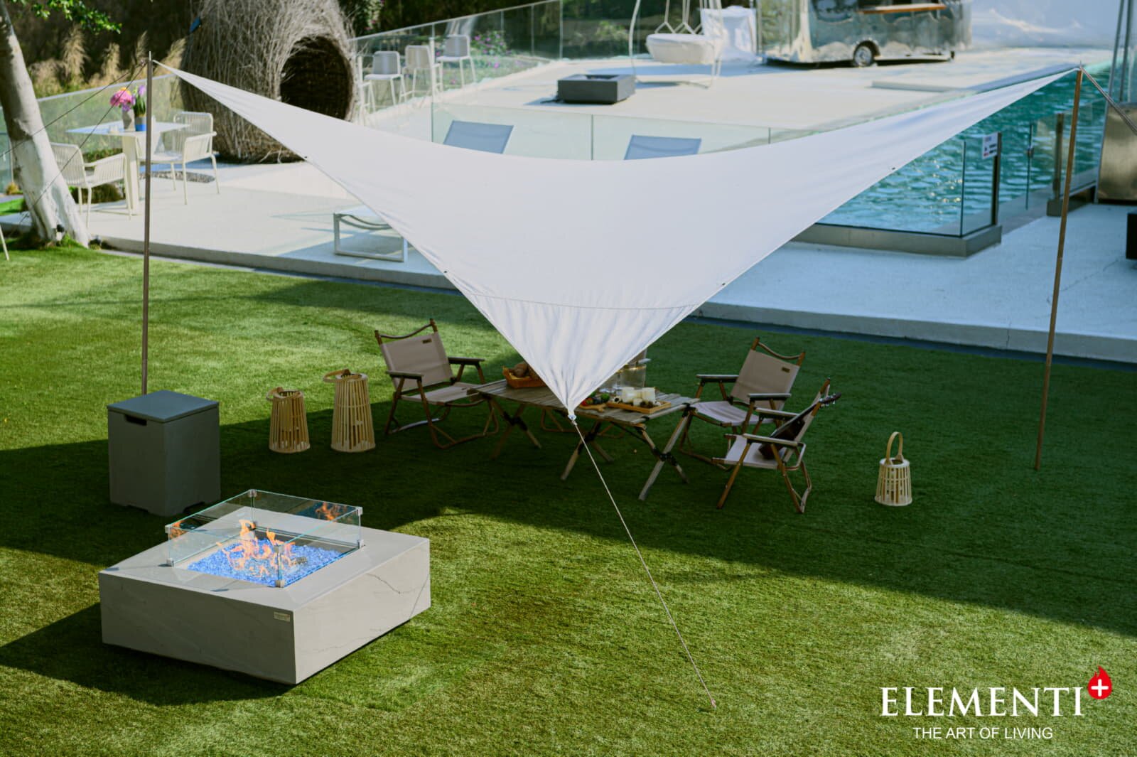 Loungetisch mit Gas Feuerstelle Elementi+ Capertee, Spacegrau