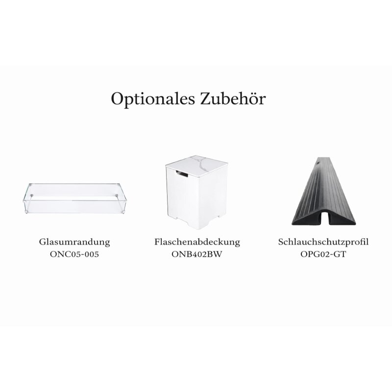 Loungetisch mit Gas Feuerstelle Elementi+ Athens in Marmor- Optik, Weiß