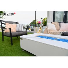 Loungetisch mit Gas Feuerstelle Elementi+ Athens in Marmor- Optik, Wei&szlig;