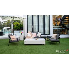 Loungetisch mit Gas Feuerstelle Elementi+ Athens in Marmor- Optik, Wei&szlig;