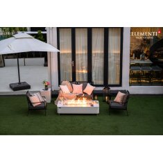 Loungetisch mit Gas Feuerstelle Elementi+ Athens in Marmor- Optik, Wei&szlig;