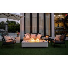 Loungetisch mit Gas Feuerstelle Elementi+ Athens in Marmor- Optik, Wei&szlig;