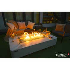 Loungetisch mit Gas Feuerstelle Elementi+ Athens in Marmor- Optik, Wei&szlig;