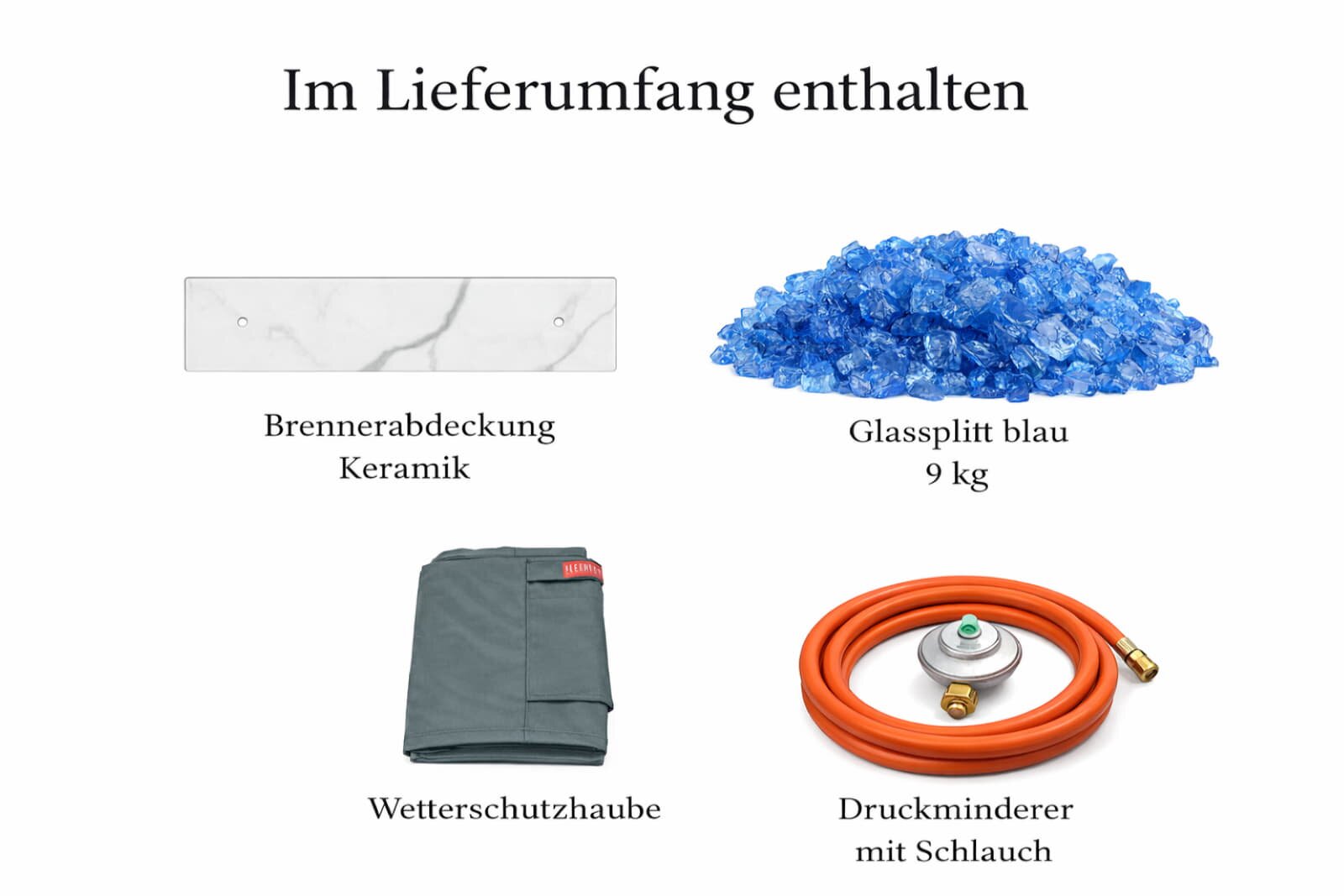 Loungetisch mit Gas Feuerstelle Elementi+ Athens in Marmor- Optik, Weiß